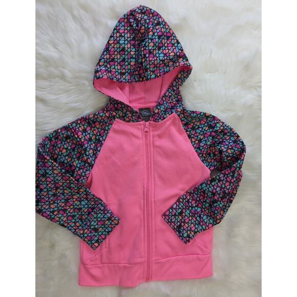 Champion Girls Pink and Geometric Print Hoodie XS - Picture 1 of 3